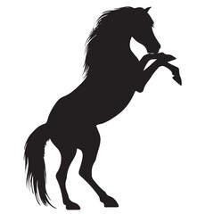 Drawing the black silhouette of standing horse on a white background - 631069519