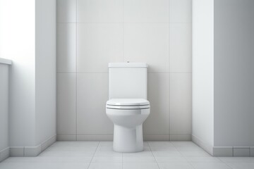 White minimalist toilet room. Generate Ai - obrazy, fototapety, plakaty