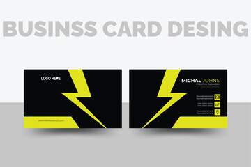  Modern creative business card and simple business card design with yellow. Luxury business card design template.
