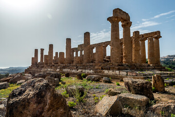 Fototapeta na wymiar The temple of Juno, in the Valley of the Temples of Agrigento, Sicily, Italy 