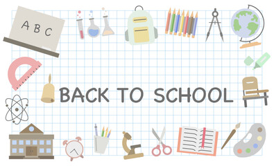 School supplies icons collection. School education. Colored school icons.