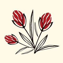 Fototapeta na wymiar Creative elegant card with red Tulips