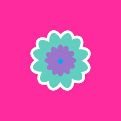 modern playful Y2K flower. Hippie trendy flower card