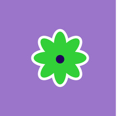 modern playful Y2K flower. Hippie trendy flower card