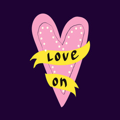 Valentines day card with heart. Groovy funny hearts in modern doodle style