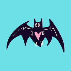 Magic Mystical bat. Freaky bat in modern doodle style. Vector illustration