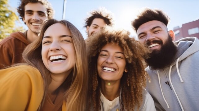 Multiracial best friends enjoying time together, Happy and smile.