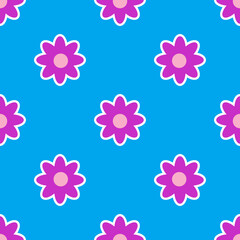Y2K floral pattern. Funny funky retro flowers background