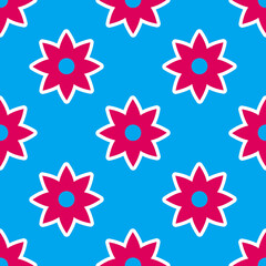 Y2K floral pattern. Funny funky retro flowers background