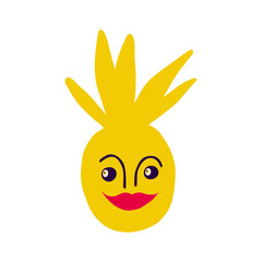 Awesome funny chicken with a charming smiling face and big lips. Hand-drawn illustration