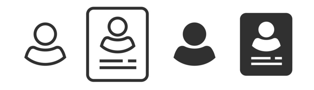 Member user icon pictogram simple vector graphic line, personal data avatar my account, customer employee credential id document image black white, human detail info card symbol, person man silhouette