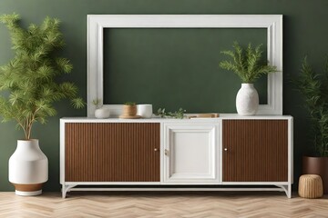 the view of blank mock-up with flowers on the table ai generated 