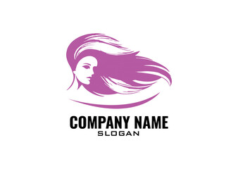 Woman hair salon with pink and purple colors logo design Premium Vector.