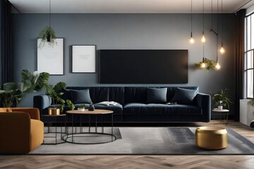 modern living room interior and Television in background ai generated 