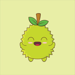 kawaii mascot durian vector design suitable for t-shirt, logo, mug, sticker, etc.  Eps 10