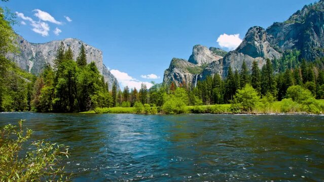 Spring Splendor: El Capitan, Yosemite Valley, and the Merced River's Majestic Beauty in 4K
