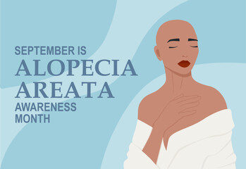 Young woman alopecia awareness month banner
