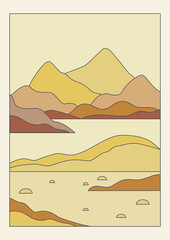 Obraz premium Beige landscape with lake and mountains printable art.