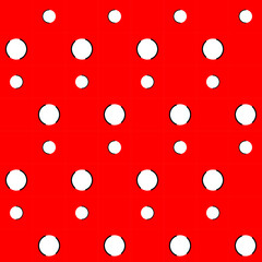 small white circle dot little black stripe edge geometric seamless pattern on red background