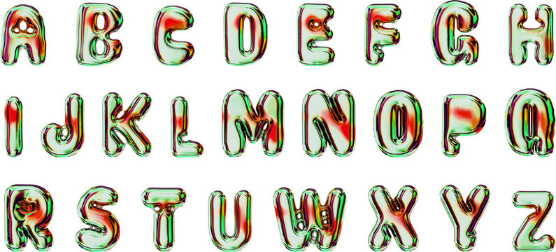 Alphabet, inflatable chrome warm letters, balloons
