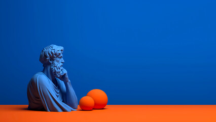 Thinking Man, Stoic Philosopher Greek Roman Style Statue, Modern Renaissance Digital Concept Render