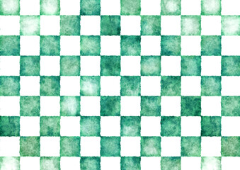 テクスチャ　水彩チェッカー　緑色