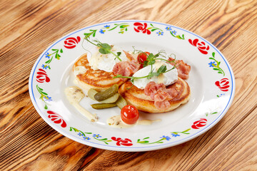 tasty breakfast on teh wooden background