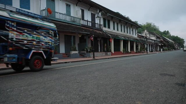 three wheel motorcycle in luang prabang world heritage of unesco in northern lao