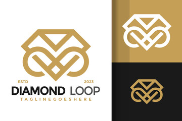 Infinity diamond loop logo design vector symbol icon illustration