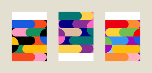 Carteles geométricos estilo bauhaus, carteles para pared, libro, portada o posters. 