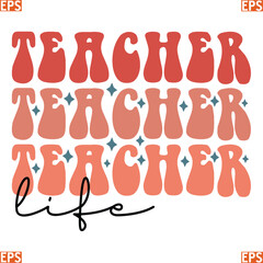 teacher retro svg design and eps file