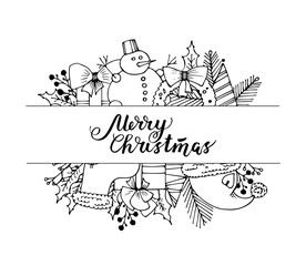 Vector Christmas cards. Greeting board with hand drawn Christmas text. illustration includes holiday doodle lettering.