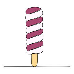 Continuous line drawing of ice cream. Vector illustration