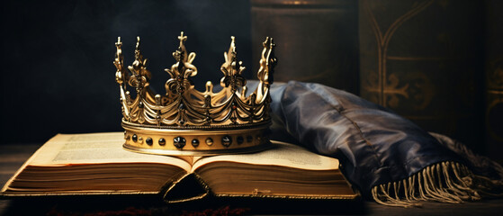Low key image of beautiful queenking crown