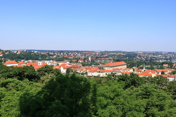 Fototapeta na wymiar Prague beautiful panoramic aerial view from above, czech republic
