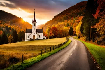 Foto op Canvas church in autumn generated ai © kashif 2158