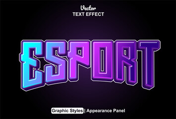 esport text effect with purple graphic style and editable.