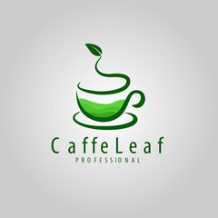 CaffeLeaf logo design vector suistable for business food and drink ,coffee