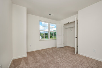 room with open closet door