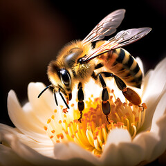 bee on flower, bee, flower - obrazy, fototapety, plakaty