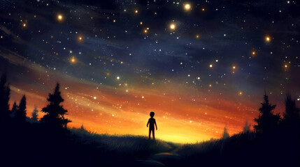 Obraz na płótnie Canvas universe nature star astronomy space starry child night galaxy sky. Generative AI.