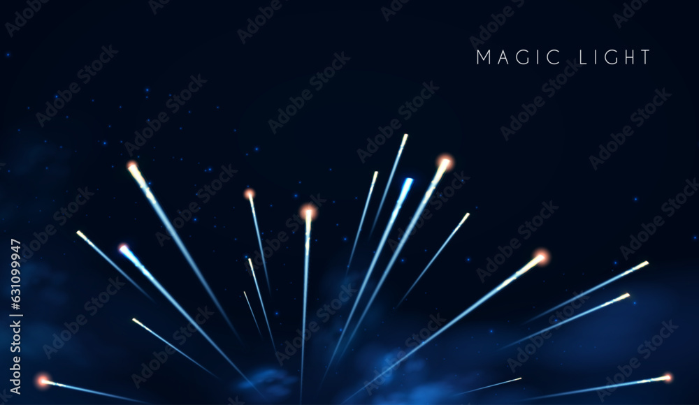 Wall mural abstract background with motion light. space, cosmos, firework and comet light effect. flyin asteroi