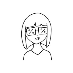 Hand drawn vector illustration girl on sale.