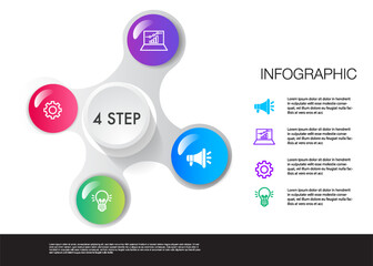 Infographic template 4 step analysis for marketing can apply diagram framework vision, Modern step Timeline infographics design vector and presentation business