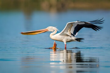 Pelicans in the Danube delta Romania. White pelicans flying in the Danube Delta Biosphere Reserve in Romania.