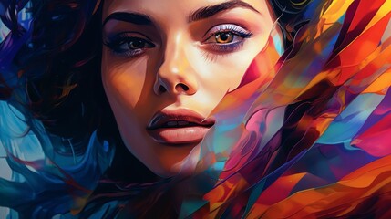  Colorful abstract art portrait of a woman