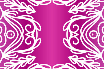 Beautiful colourful  gradient background with white flower leaf line art pattern of indonesian culture traditional batik