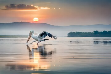 Pelicans in the Danube delta Romania. White pelicans flying in the Danube Delta Biosphere Reserve in Romania.