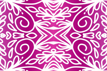 Beautiful colourful  gradient background with white flower leaf line art pattern of indonesian culture traditional batik