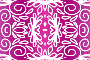 Beautiful colourful  gradient background with white flower leaf line art pattern of indonesian culture traditional batik